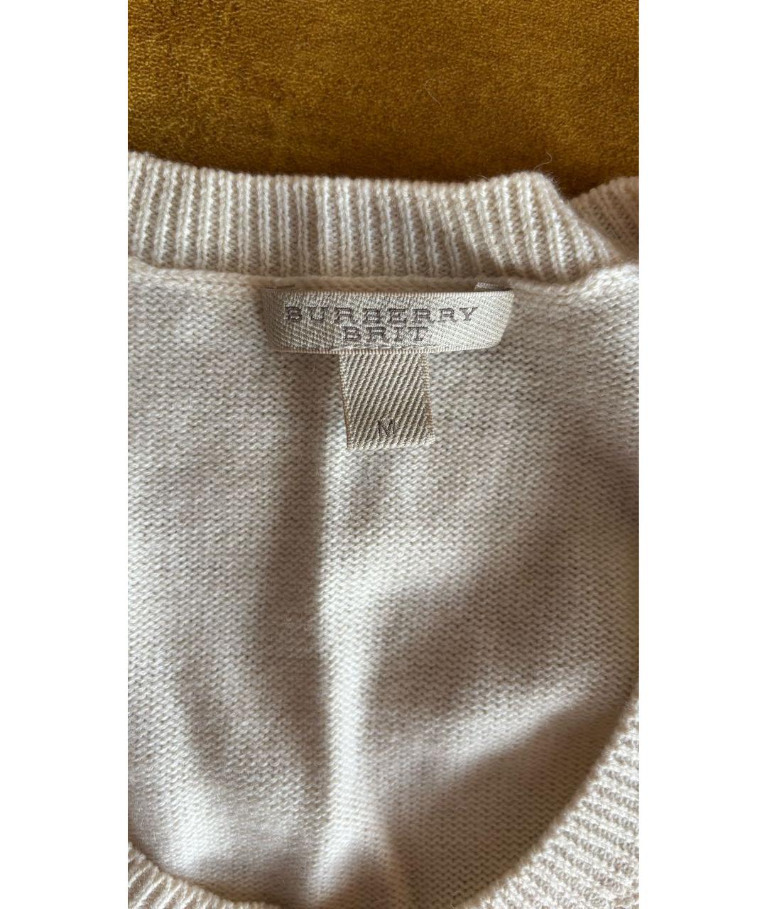 BURBERRY Бежевый шерстяной джемпер / свитер, фото 3