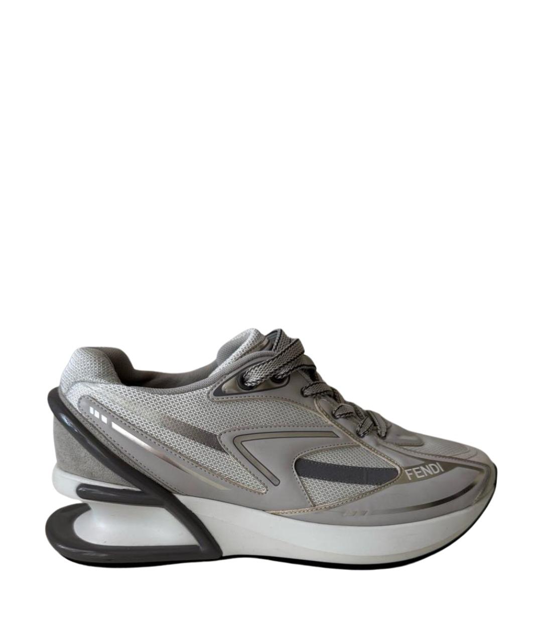 FENDI Серые текстильные кроссовки, фото 1