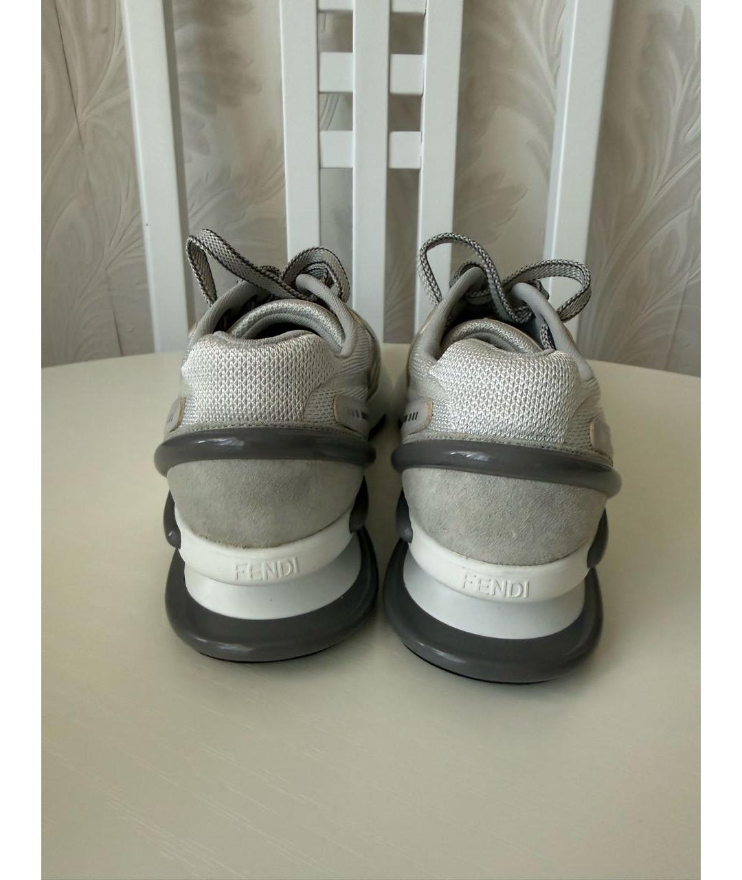 FENDI Серые текстильные кроссовки, фото 4