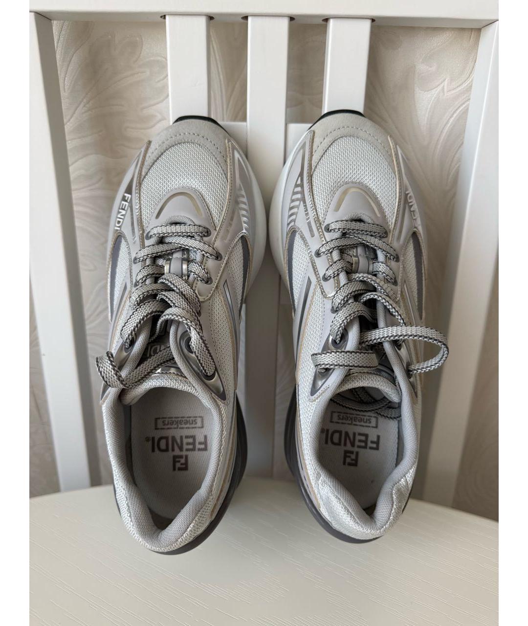 FENDI Серые текстильные кроссовки, фото 3
