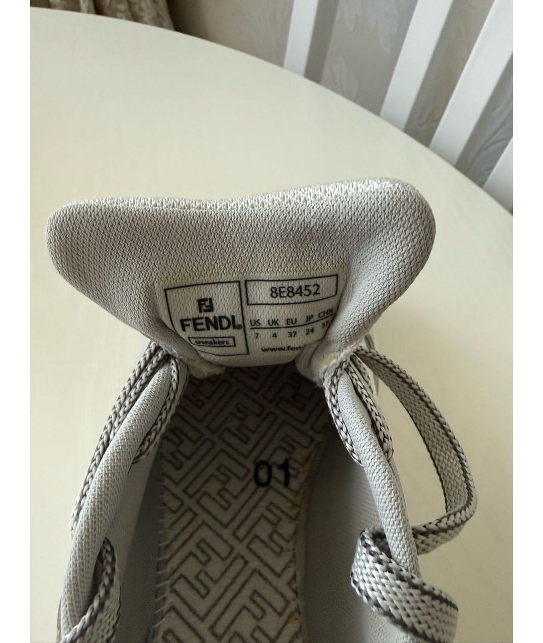 FENDI Серые текстильные кроссовки, фото 5