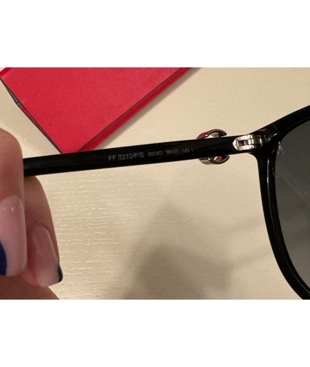 FENDI Черные пластиковые солнцезащитные очки, фото 3