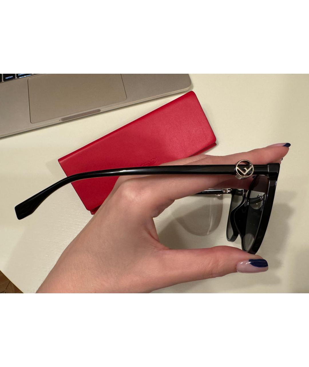 FENDI Черные пластиковые солнцезащитные очки, фото 5