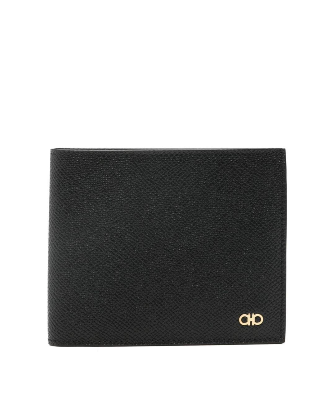 FERRAGAMO Черный кожаный кошелек, фото 1