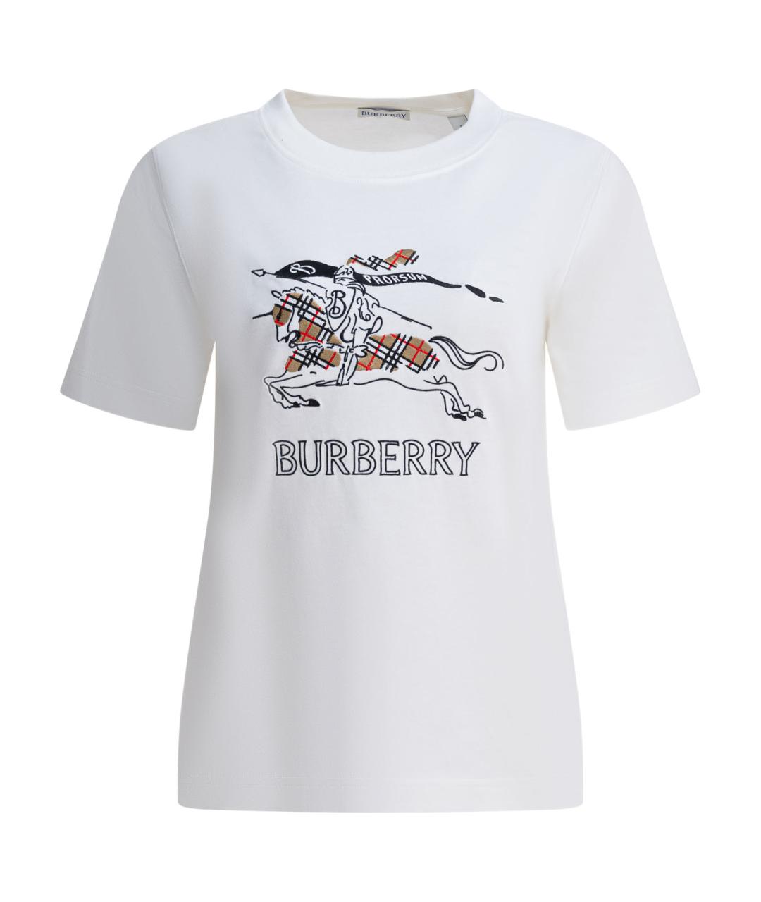 BURBERRY Белая хлопковая футболка, фото 1