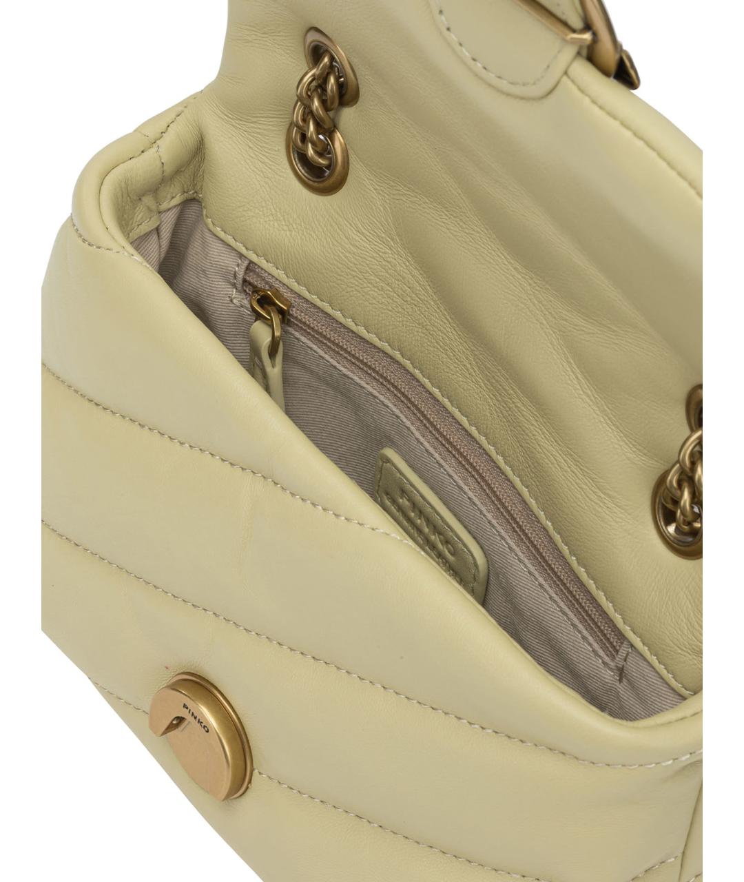 PINKO Желтая кожаная сумка через плечо, фото 5