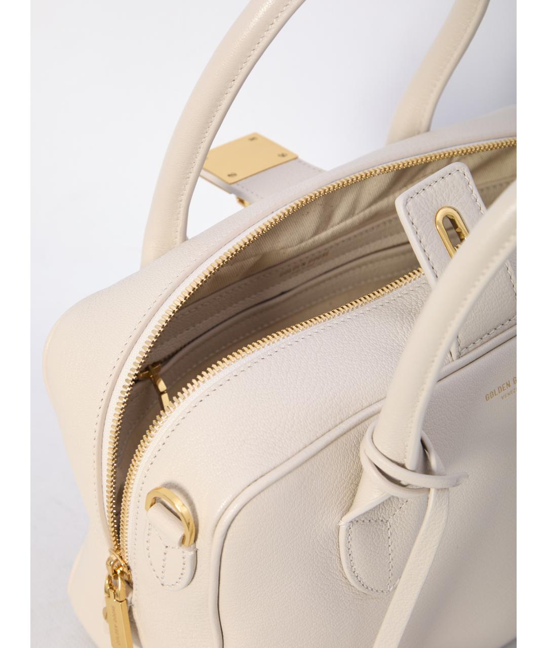 GOLDEN GOOSE DELUXE BRAND Бежевая кожаная сумка с короткими ручками, фото 4