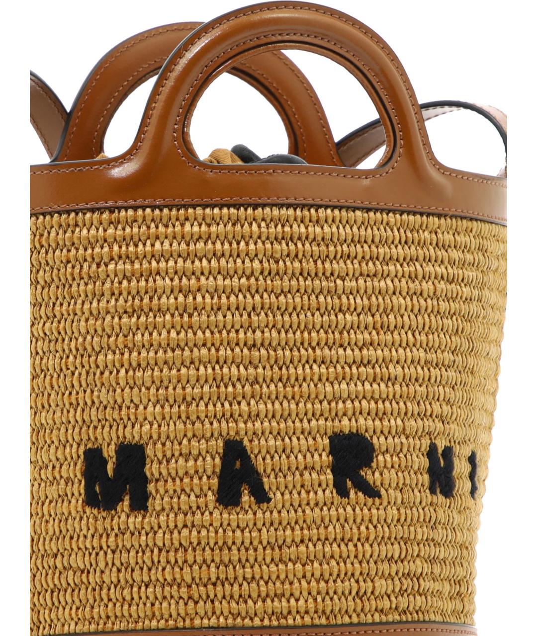 MARNI Бежевая хлопковая сумка с короткими ручками, фото 4