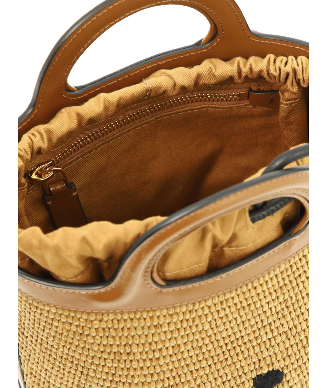 MARNI Бежевая хлопковая сумка с короткими ручками, фото 5