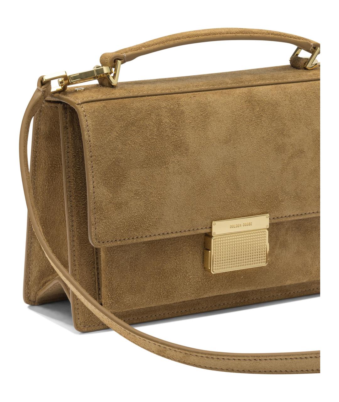GOLDEN GOOSE DELUXE BRAND Коричневая замшевая сумка с короткими ручками, фото 4