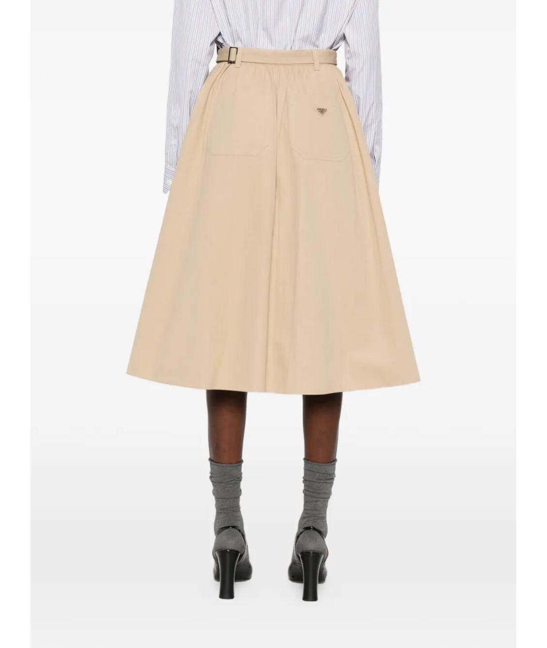 PRADA Бежевая хлопковая юбка миди, фото 3