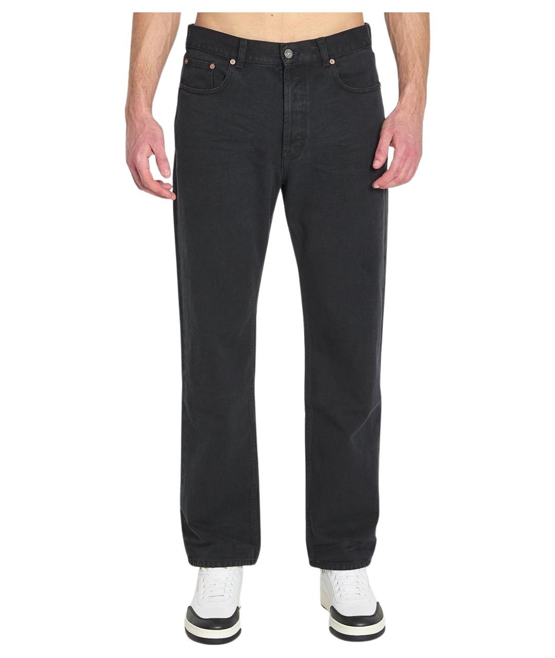 SAINT LAURENT Черные хлопковые повседневные брюки, фото 1