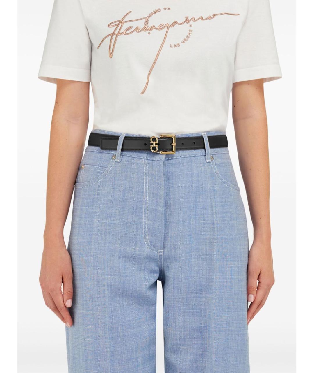 FERRAGAMO Черный кожаный ремень, фото 2