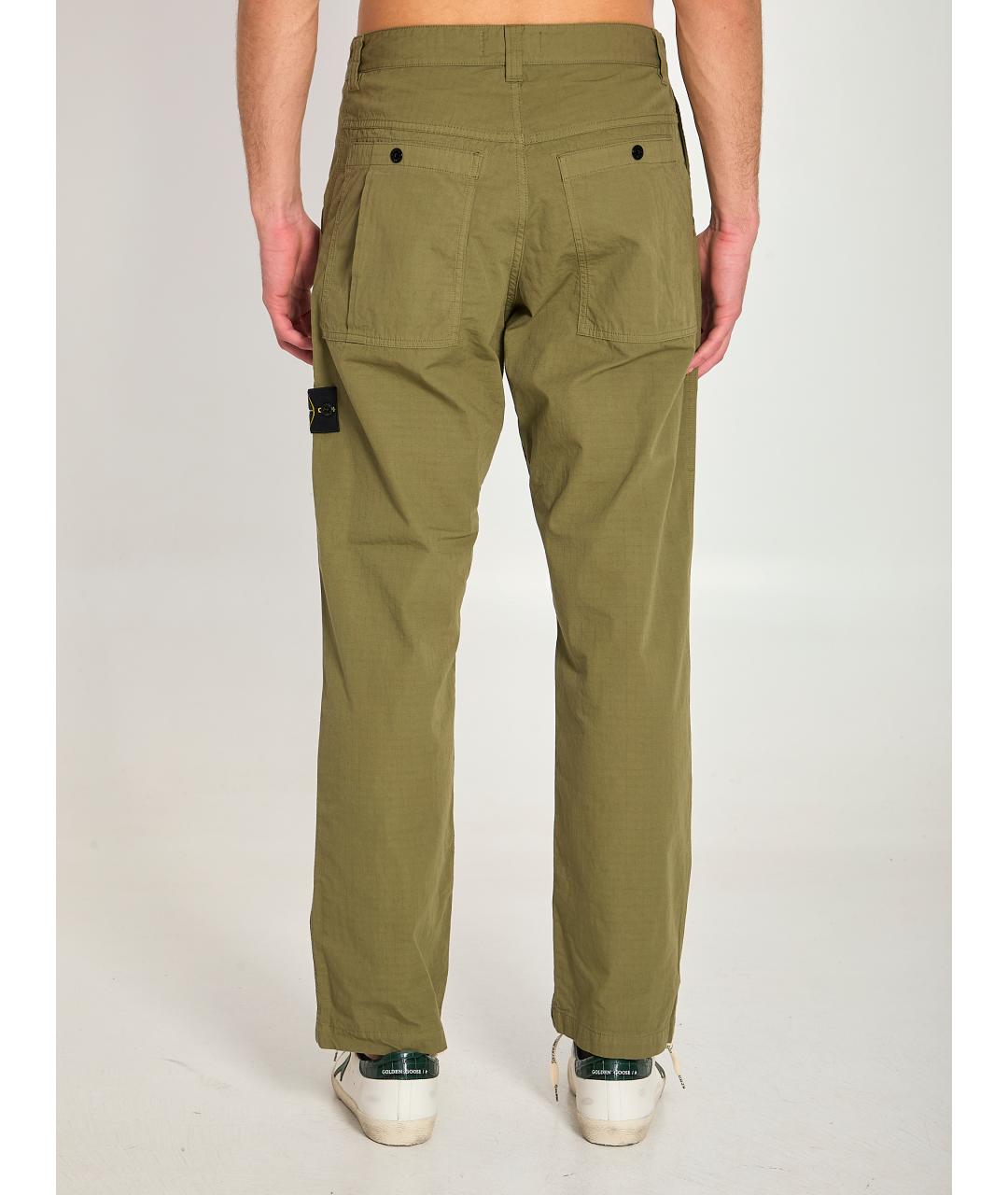 STONE ISLAND Зеленые хлопковые повседневные брюки, фото 4
