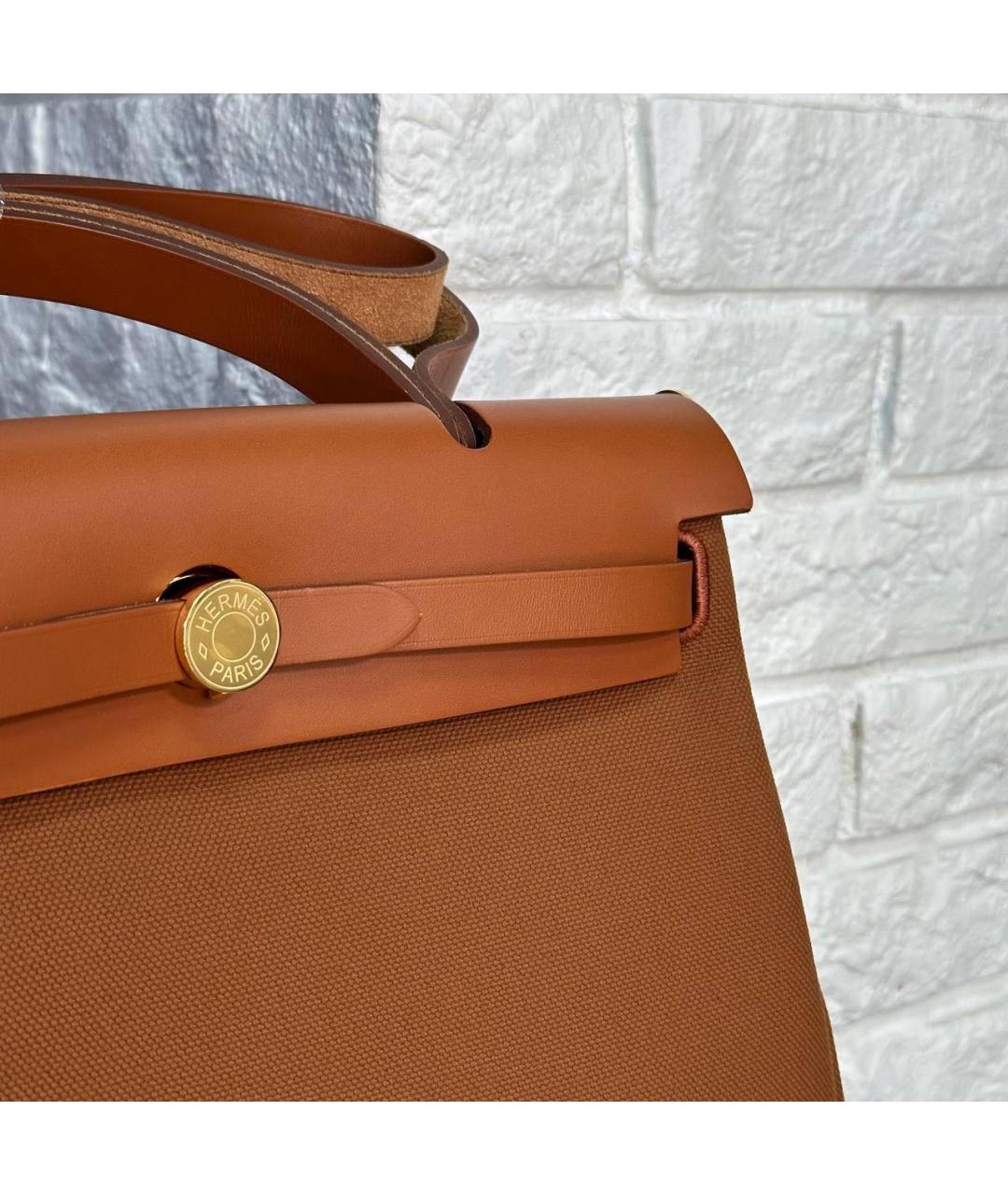 HERMES Коричневая тканевая сумка через плечо, фото 3