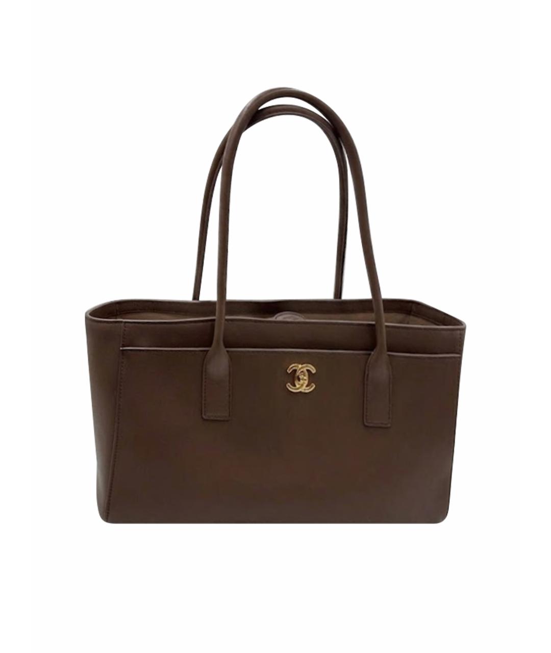 CHANEL Коричневая кожаная сумка тоут, фото 1