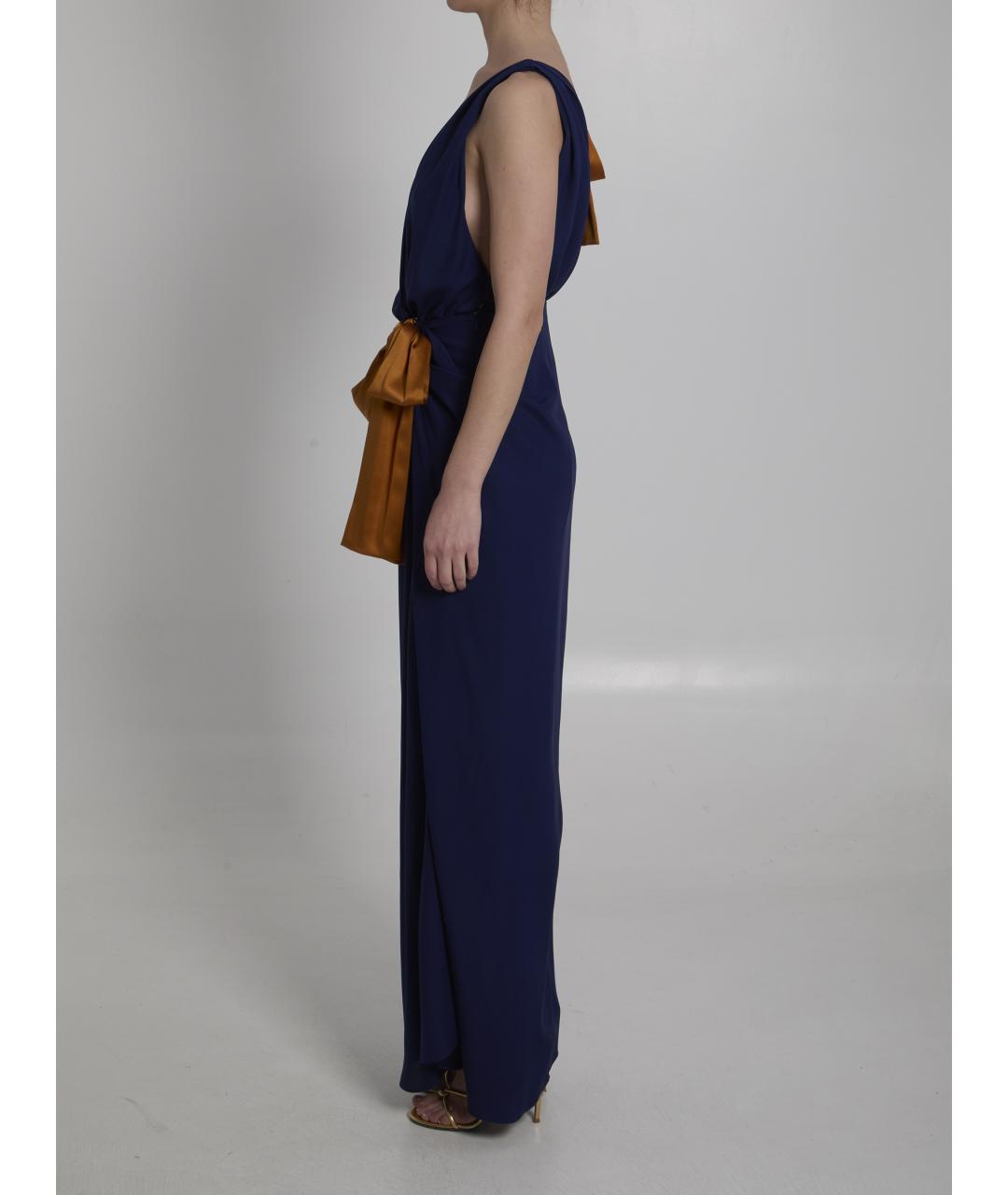 SAINT LAURENT Синее шелковое вечернее платье, фото 4