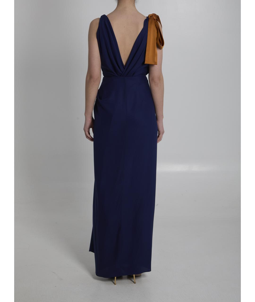 SAINT LAURENT Синее шелковое вечернее платье, фото 5
