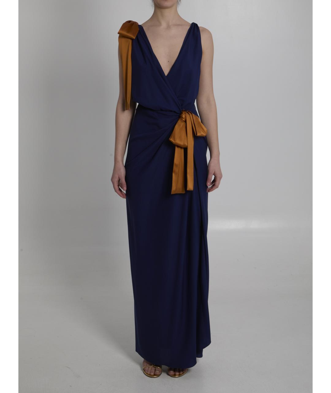 SAINT LAURENT Синее шелковое вечернее платье, фото 2