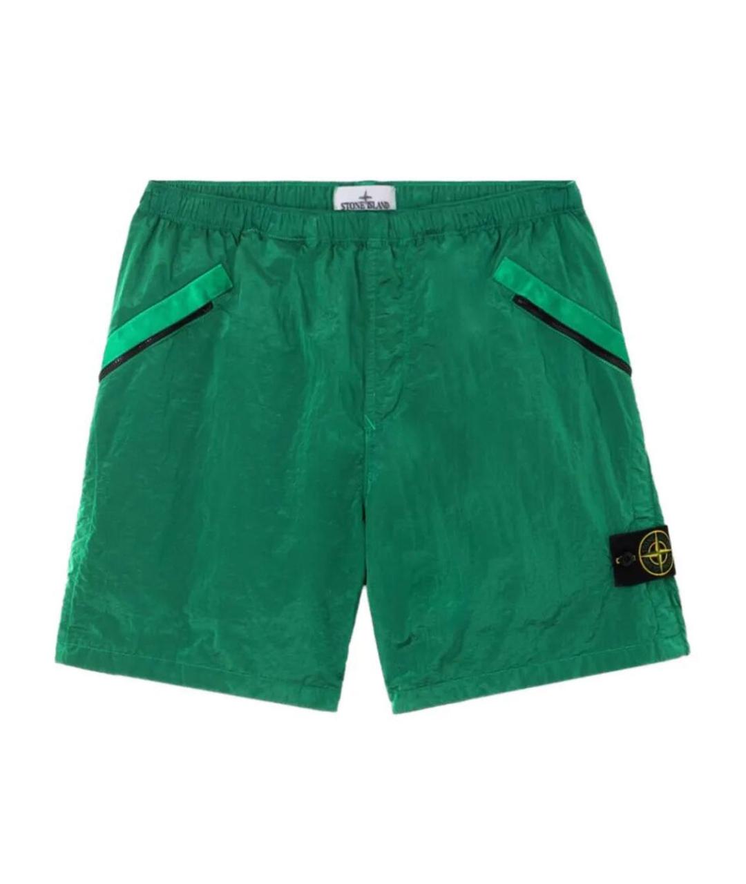 STONE ISLAND Зеленые полиамидовые шорты, фото 1