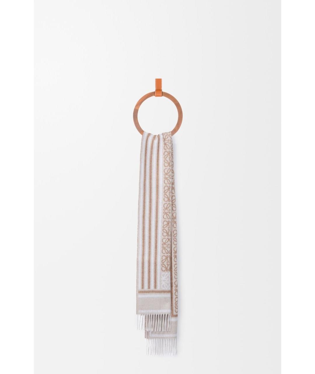 LOEWE Бежевый шерстяной шарф, фото 2