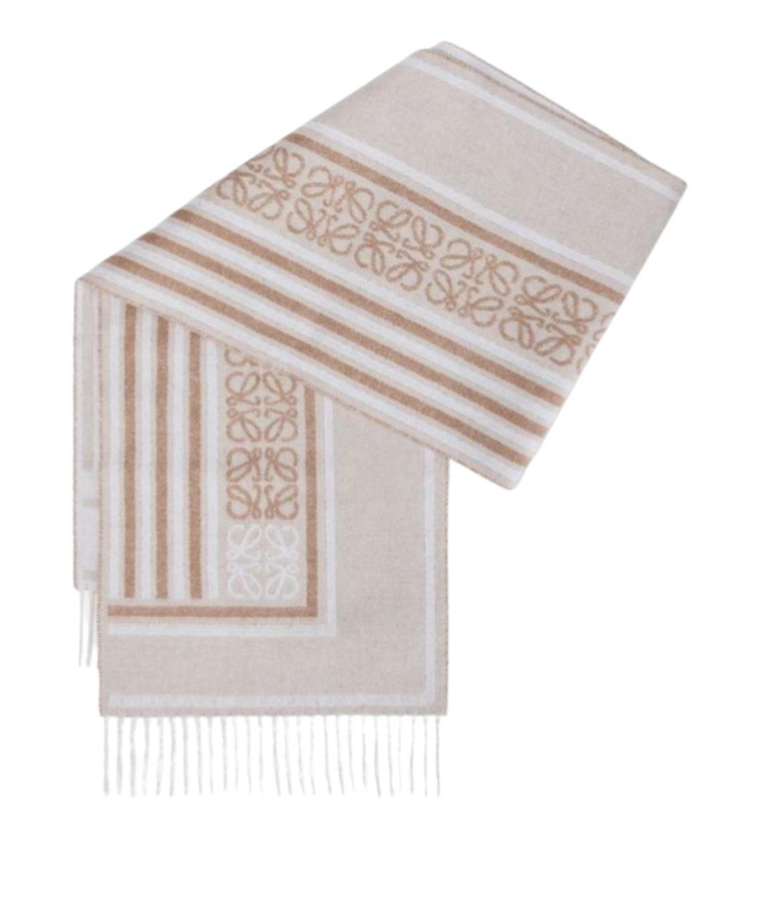 LOEWE Бежевый шерстяной шарф, фото 1