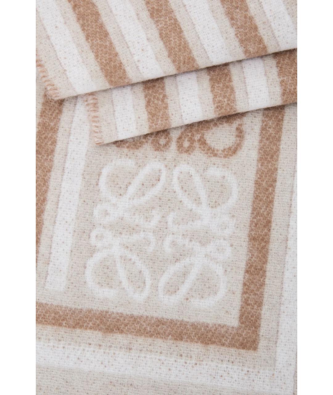 LOEWE Бежевый шерстяной шарф, фото 3