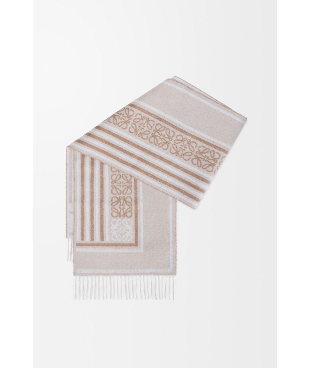 LOEWE Бежевый шерстяной шарф, фото 4