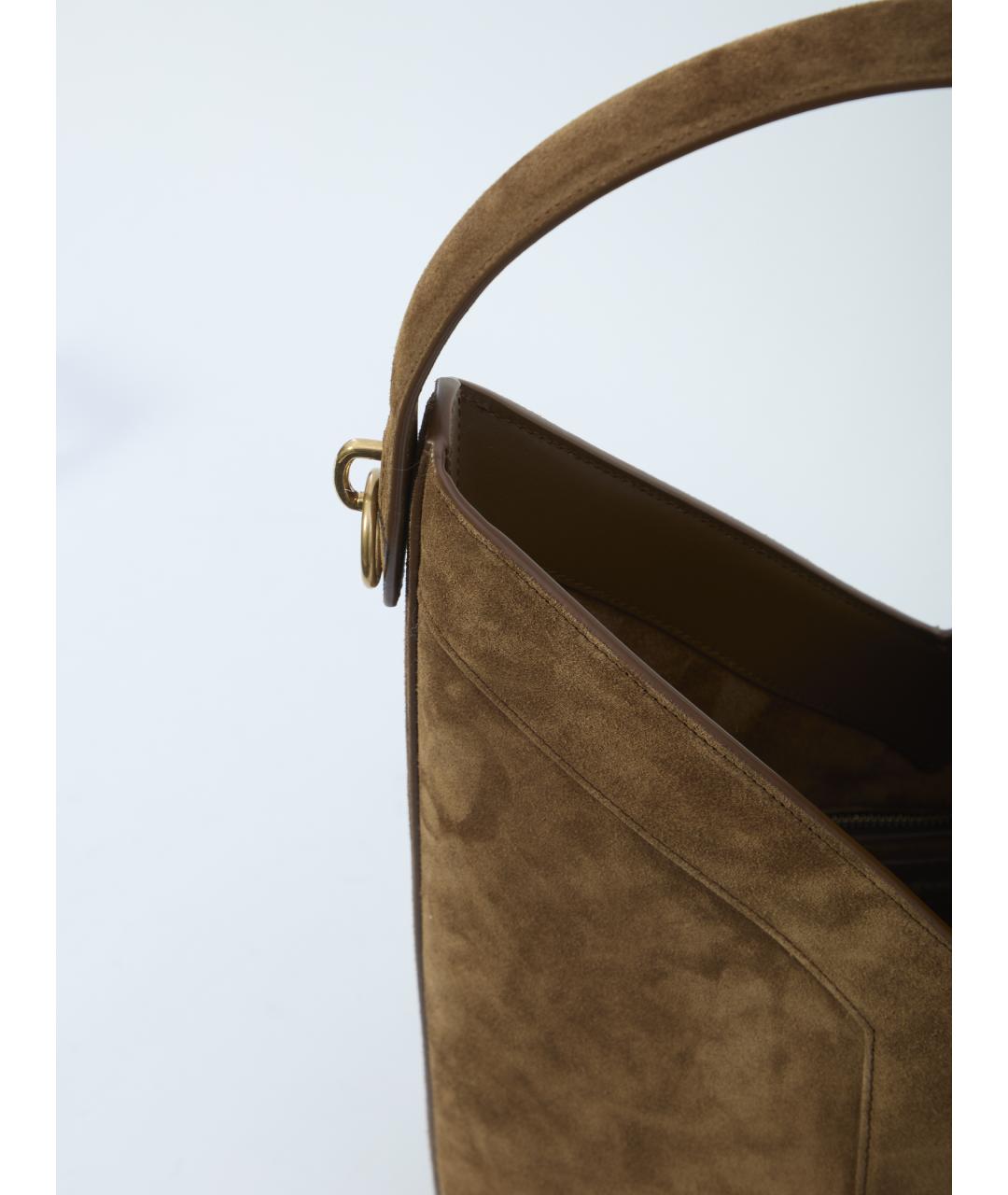 SAINT LAURENT Коричневая замшевая сумка через плечо, фото 4