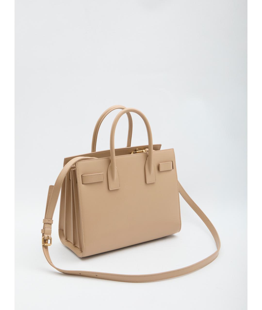 SAINT LAURENT Бежевая кожаная сумка тоут, фото 2