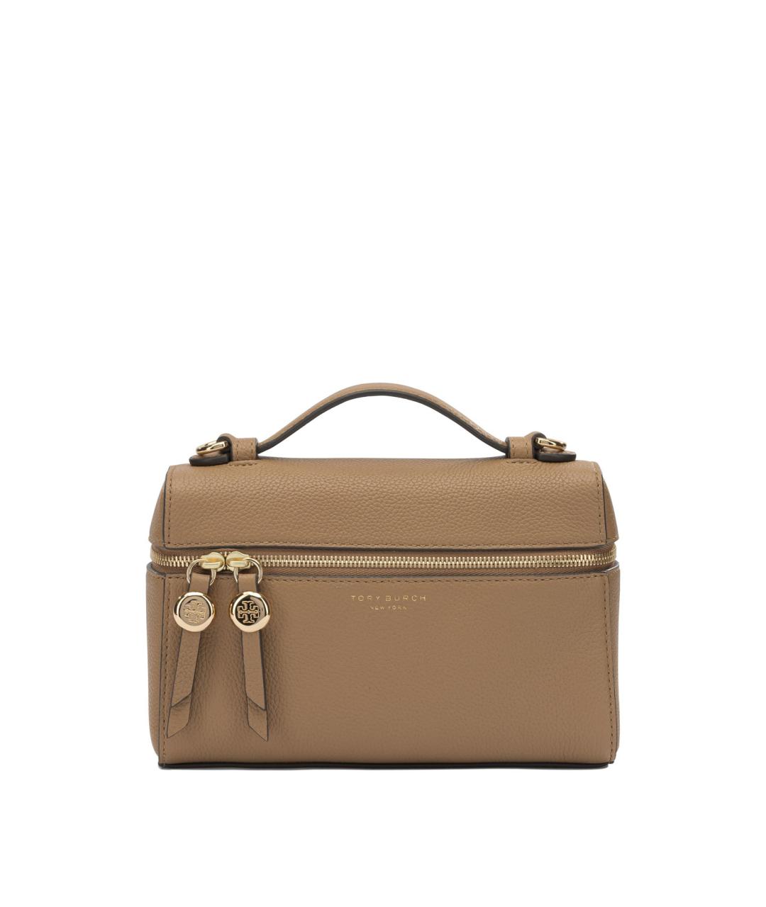 TORY BURCH Коричневая кожаная сумка с короткими ручками, фото 1