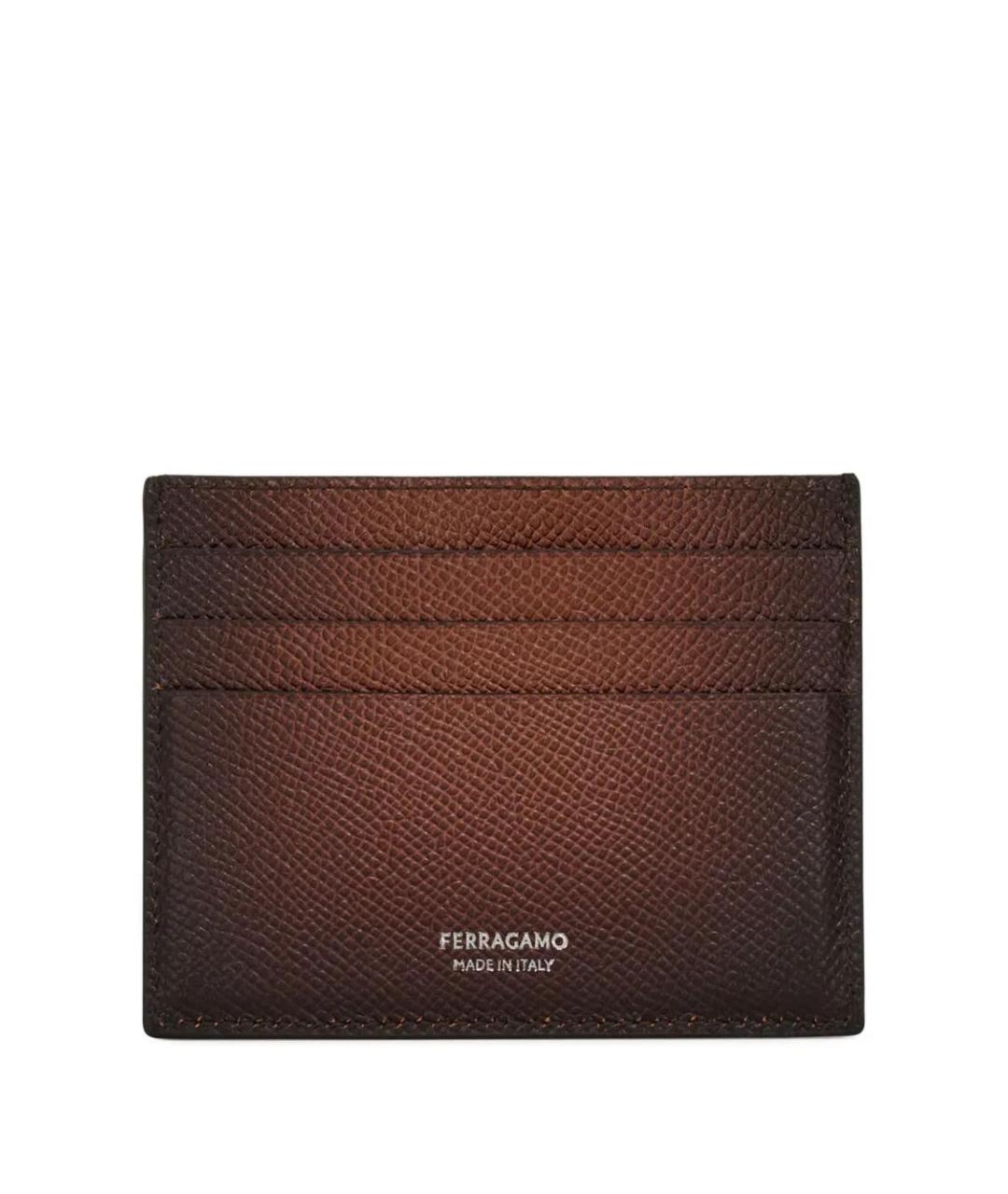FERRAGAMO Коричневый кожаный кардхолдер, фото 2