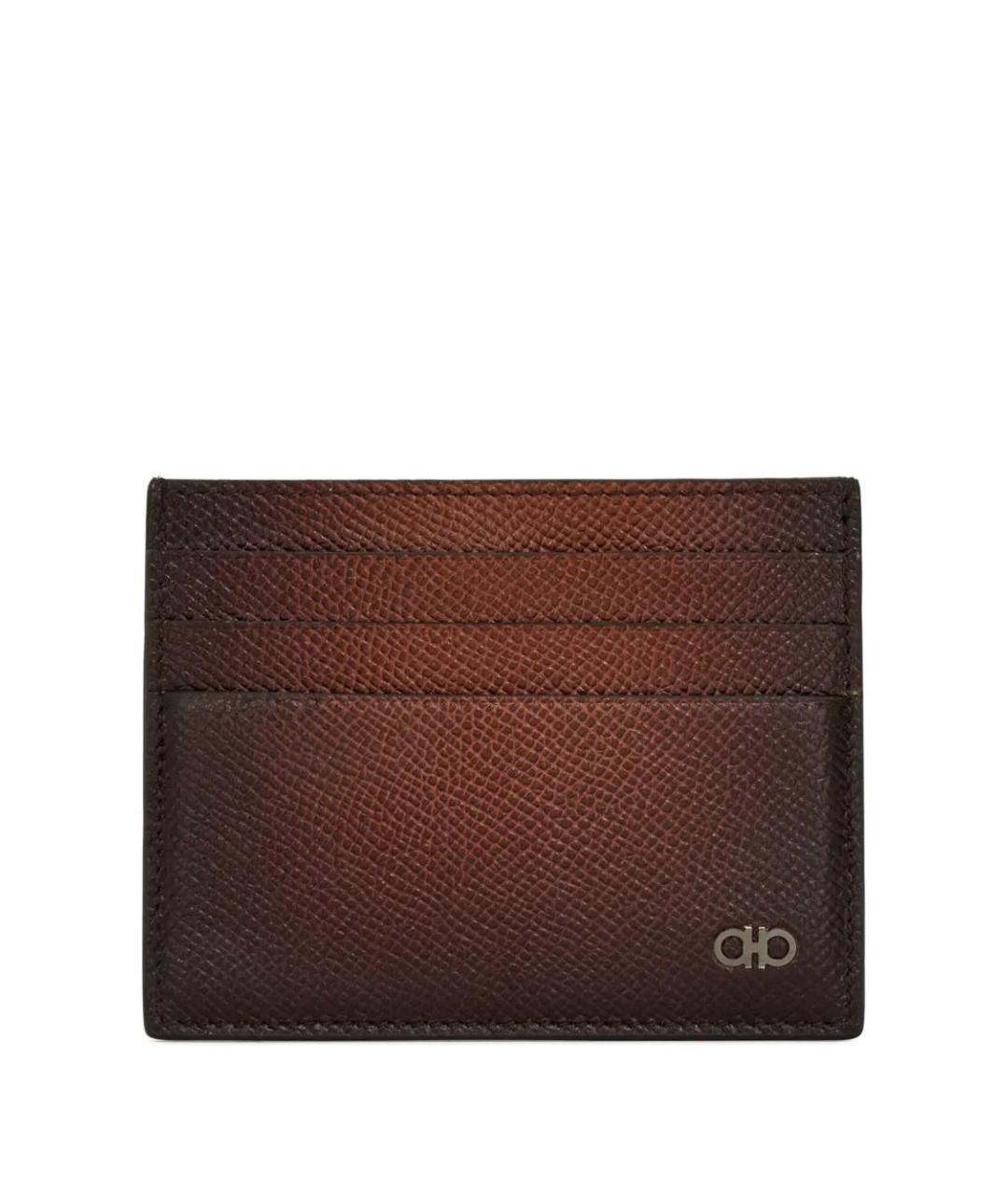 FERRAGAMO Коричневый кожаный кардхолдер, фото 1