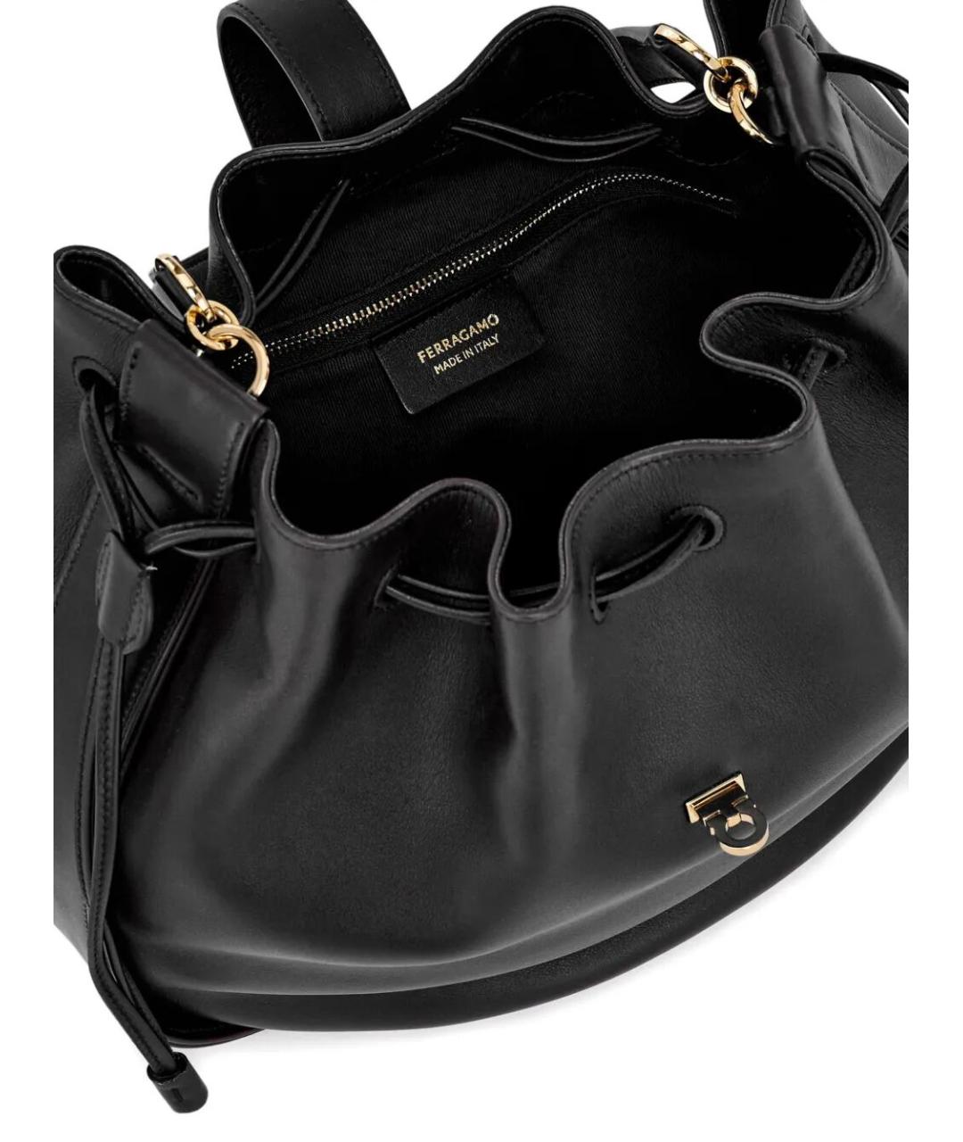 FERRAGAMO Черная кожаная сумка с короткими ручками, фото 2