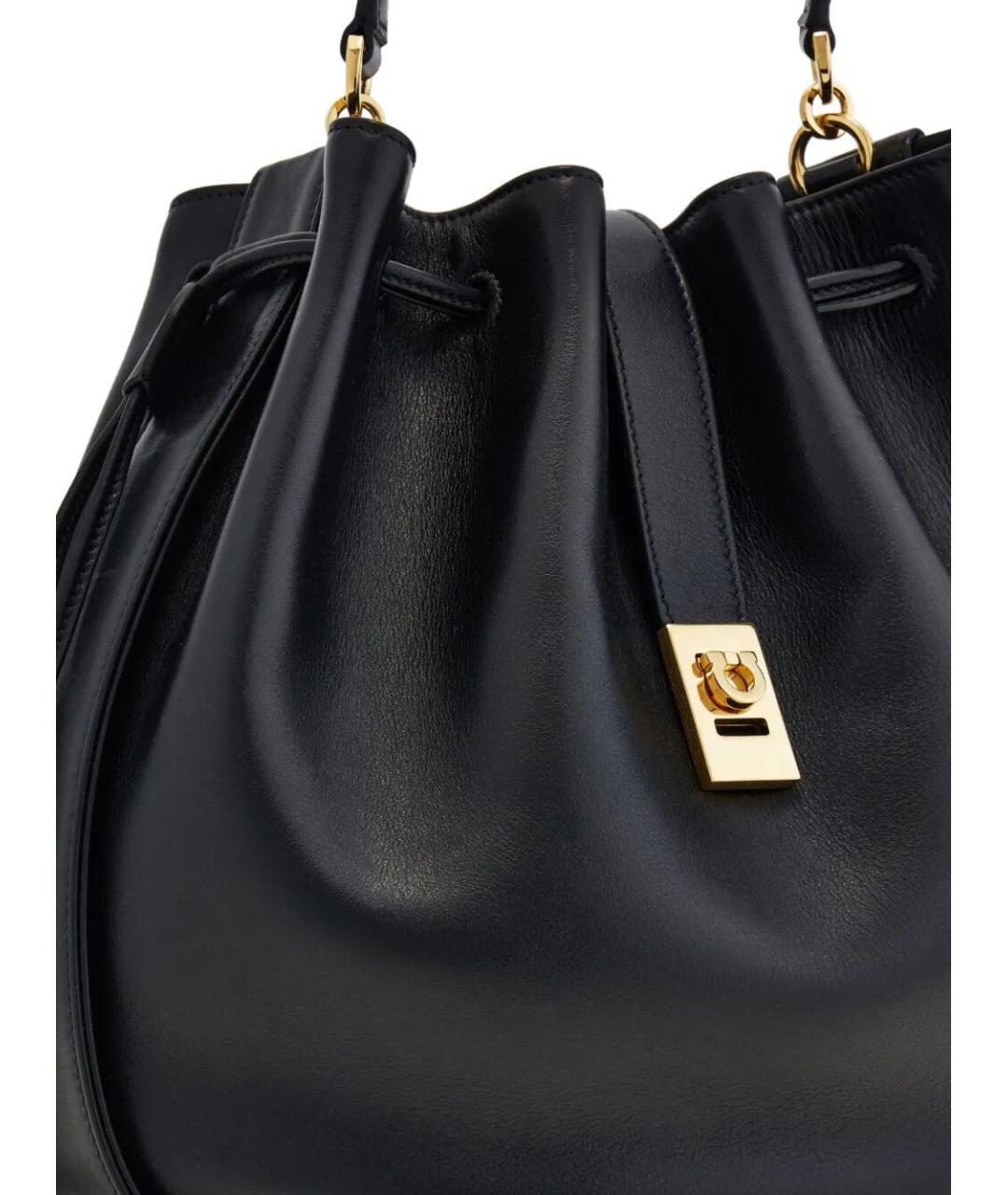 FERRAGAMO Черная кожаная сумка с короткими ручками, фото 4