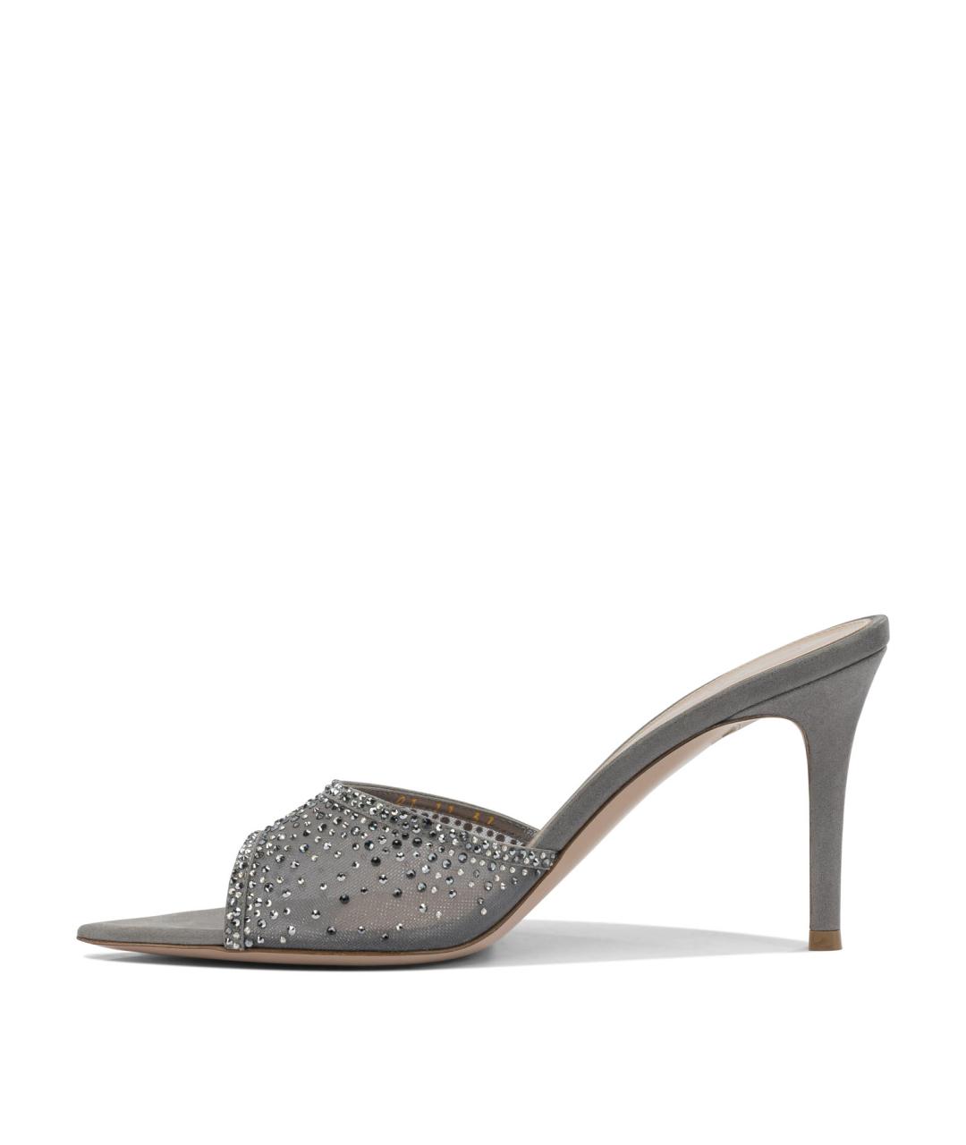 GIANVITO ROSSI Серые кожаные мюли, фото 3