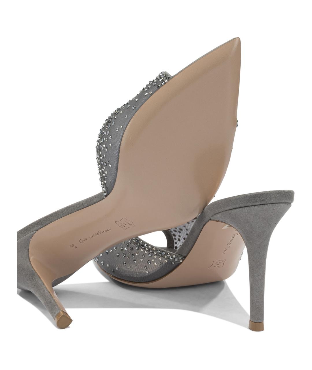 GIANVITO ROSSI Серые кожаные мюли, фото 5