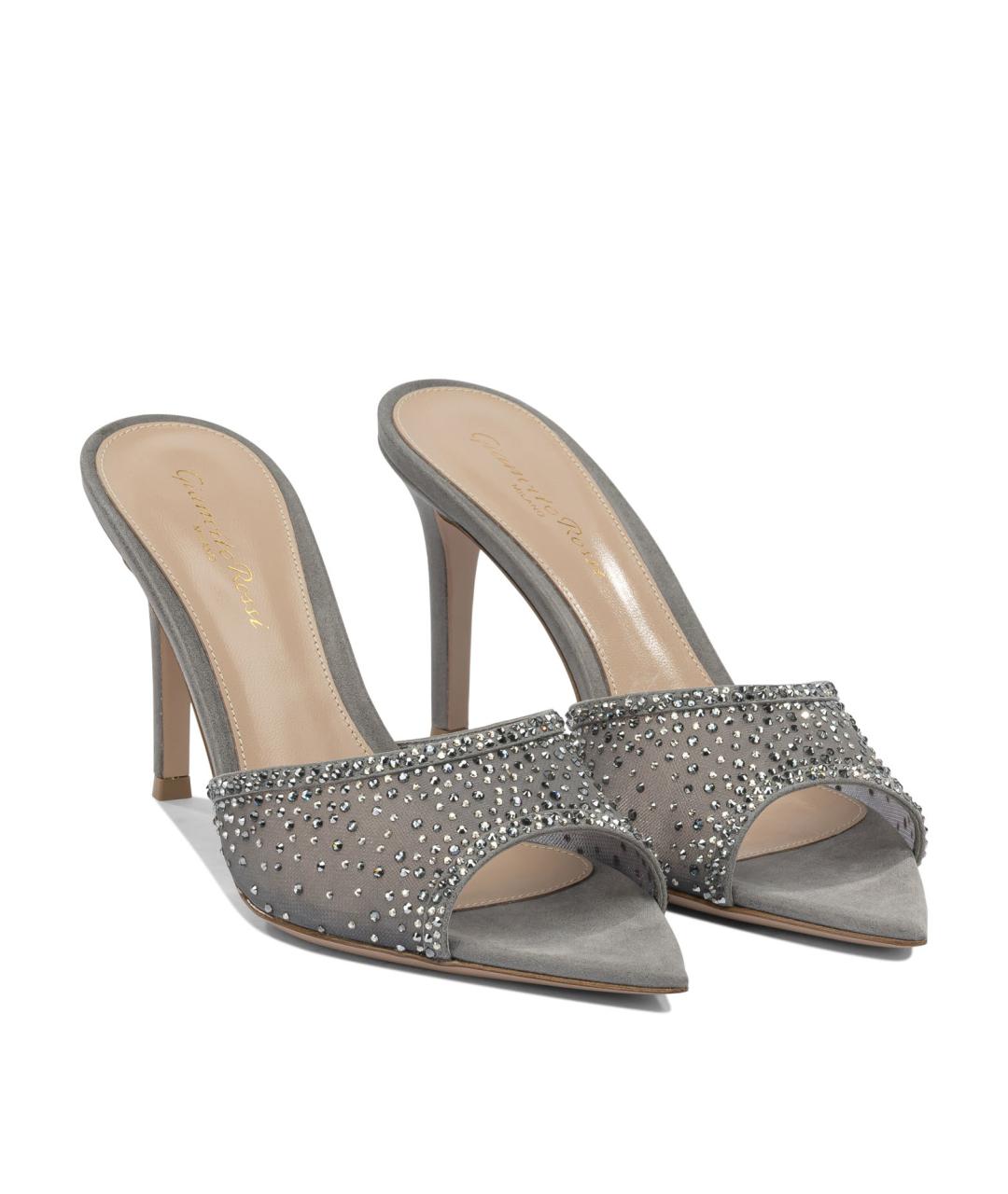 GIANVITO ROSSI Серые кожаные мюли, фото 2