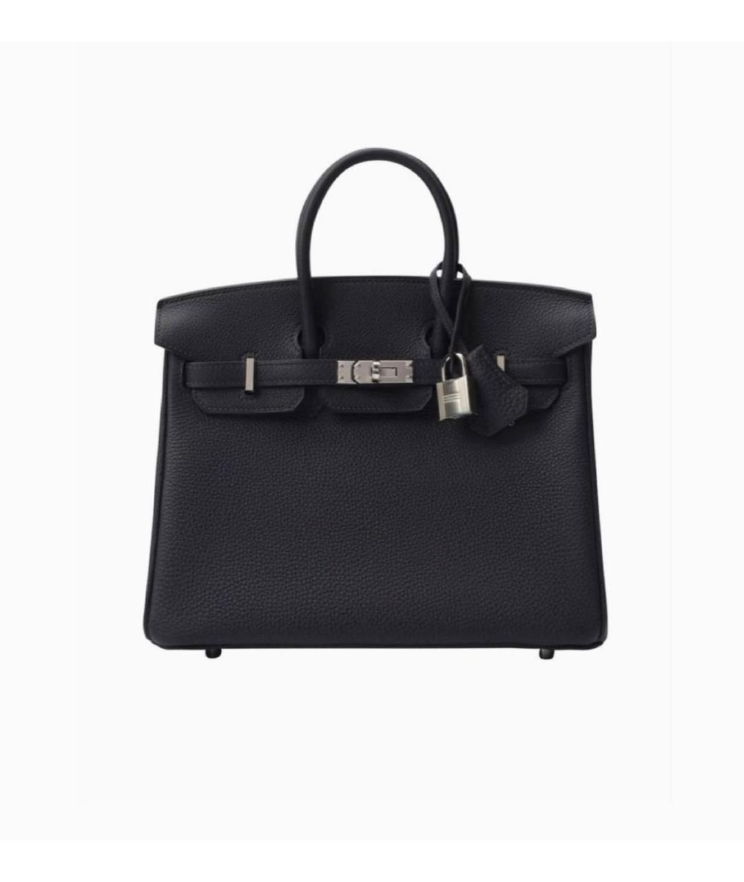 HERMES Черная кожаная сумка с короткими ручками, фото 3
