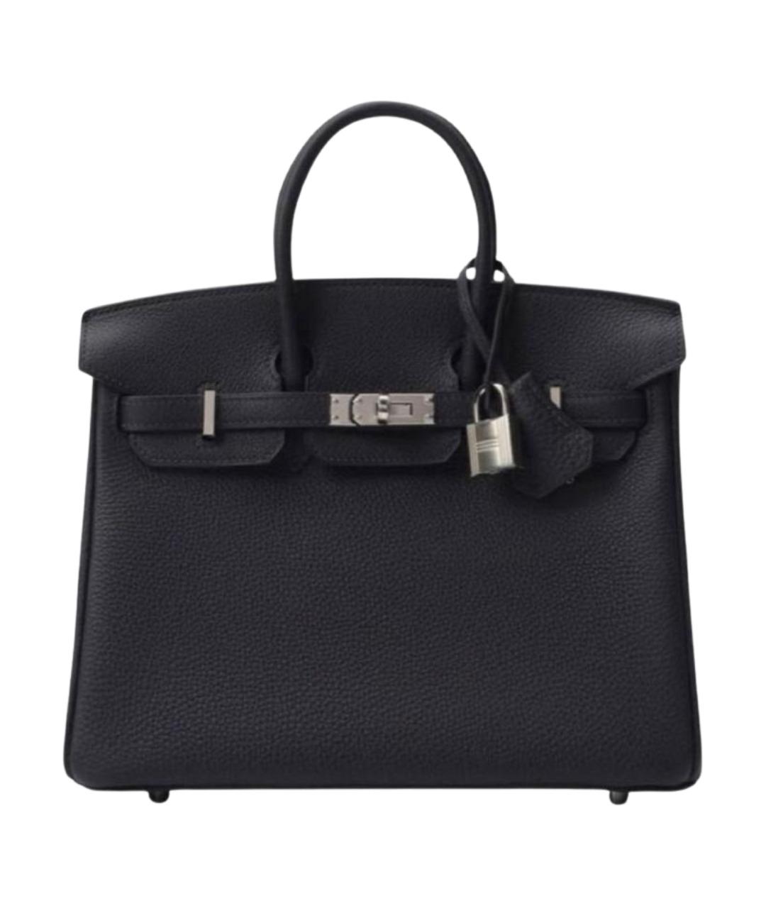 HERMES Черная кожаная сумка с короткими ручками, фото 1