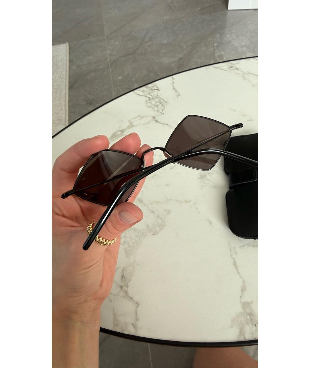 SAINT LAURENT Черные металлические солнцезащитные очки, фото 7