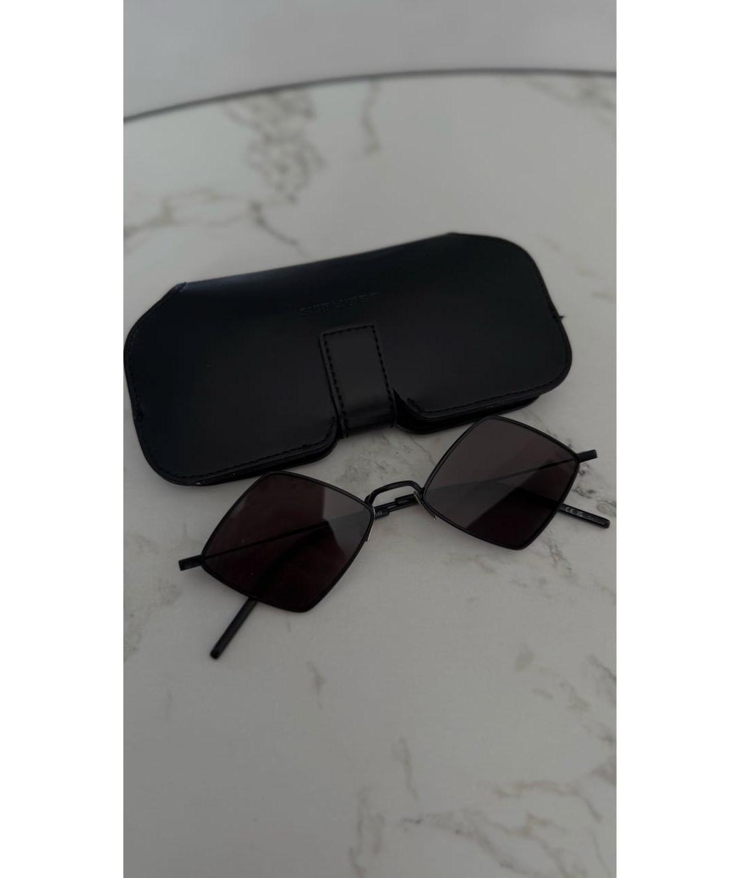 SAINT LAURENT Черные металлические солнцезащитные очки, фото 2