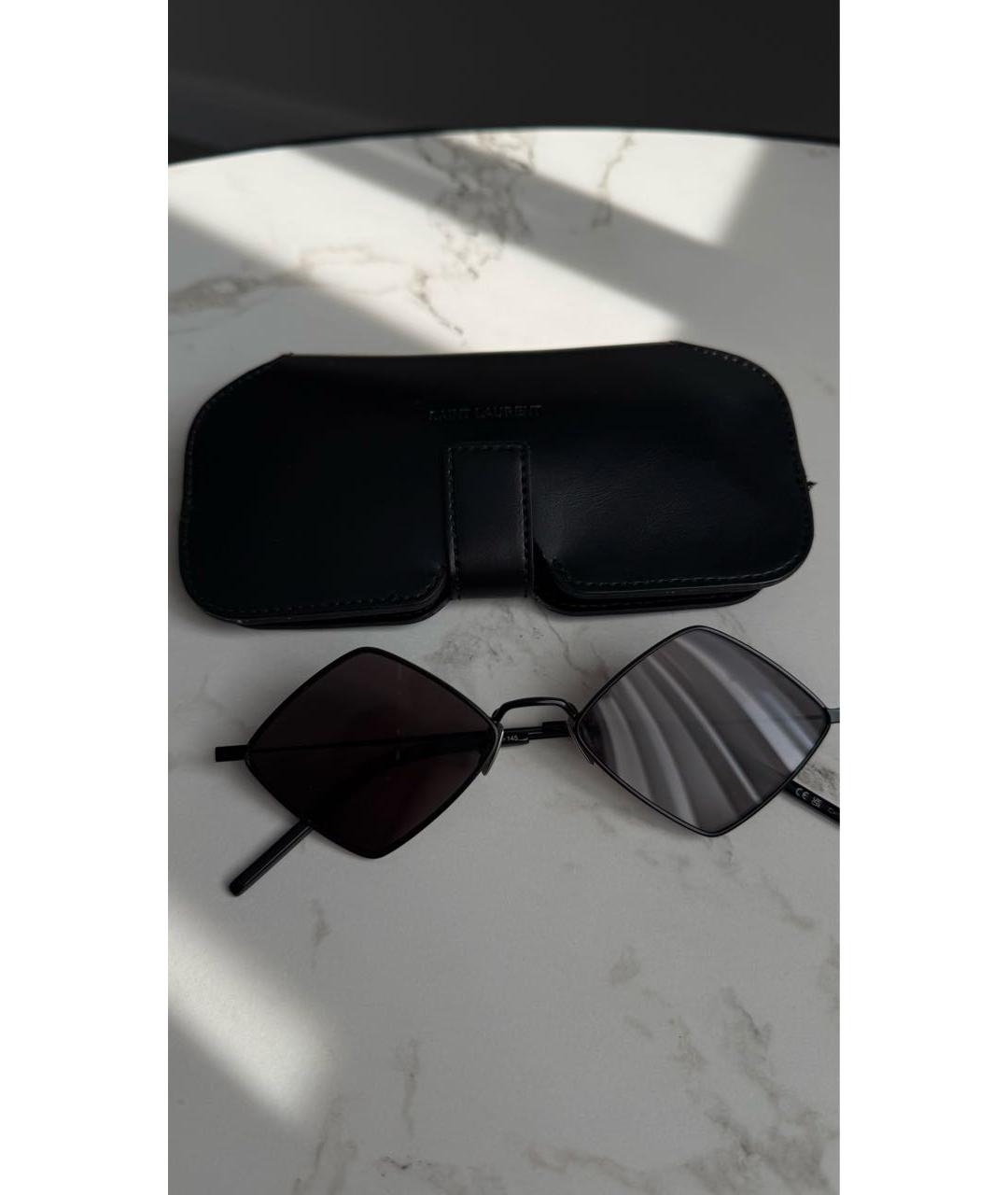 SAINT LAURENT Черные металлические солнцезащитные очки, фото 9