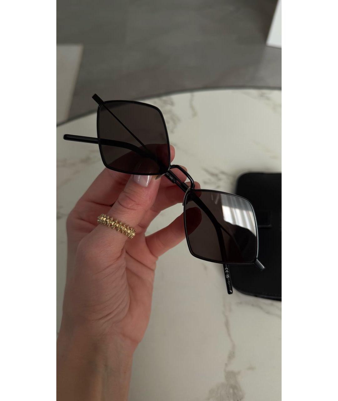 SAINT LAURENT Черные металлические солнцезащитные очки, фото 4
