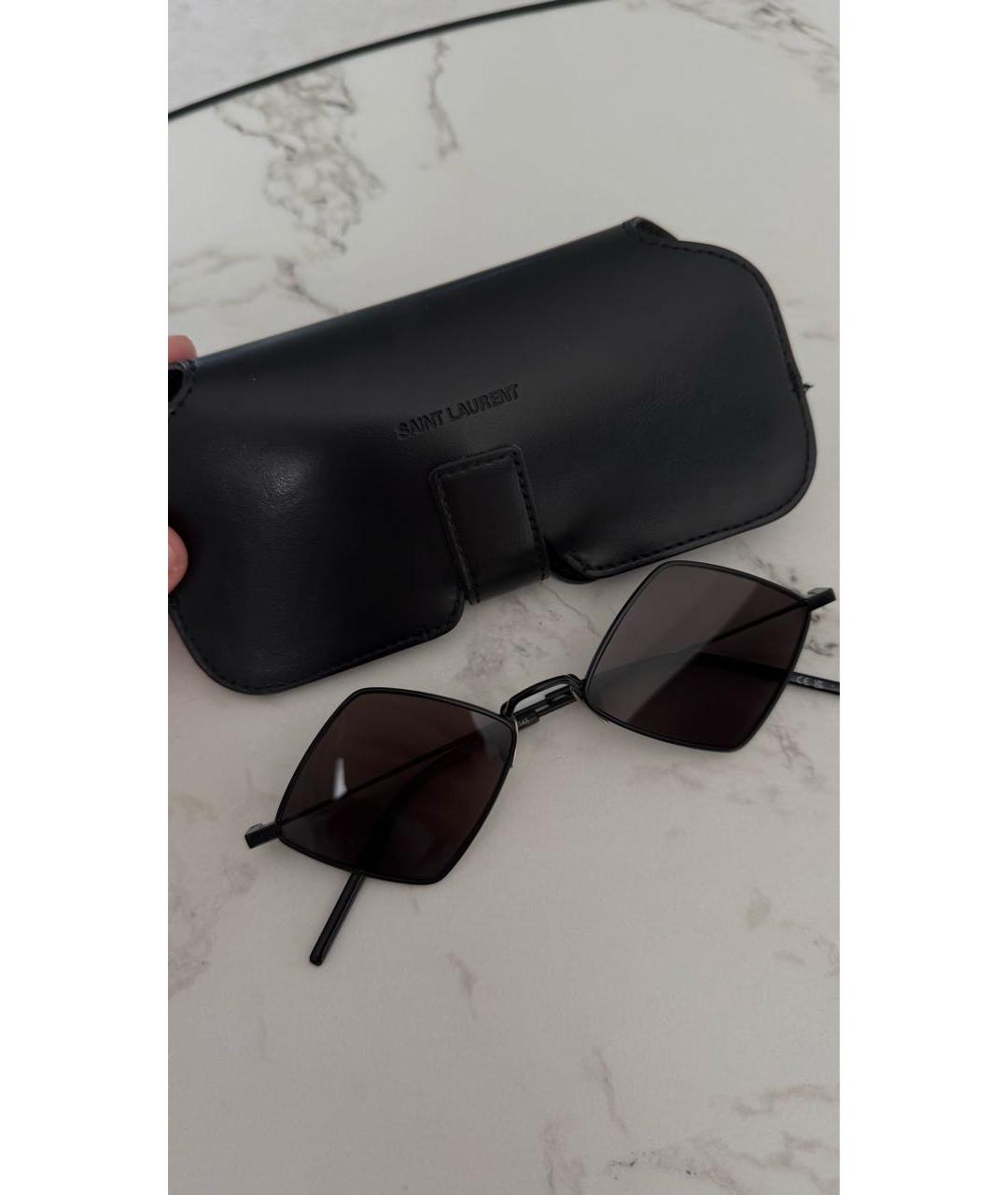 SAINT LAURENT Черные металлические солнцезащитные очки, фото 3