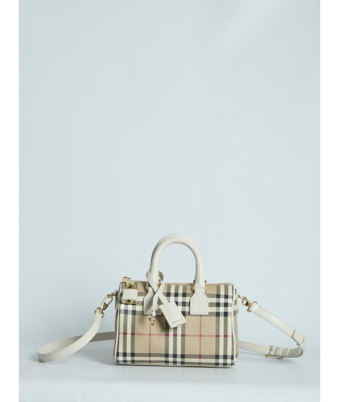 BURBERRY Бежевая хлопковая сумка через плечо, фото 5