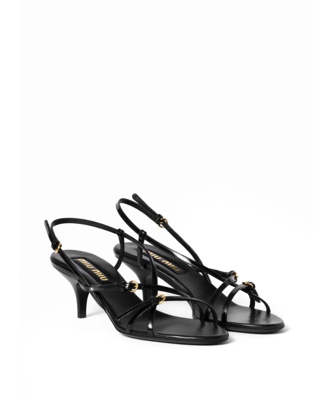 MIU MIU Черные кожаные босоножки, фото 3