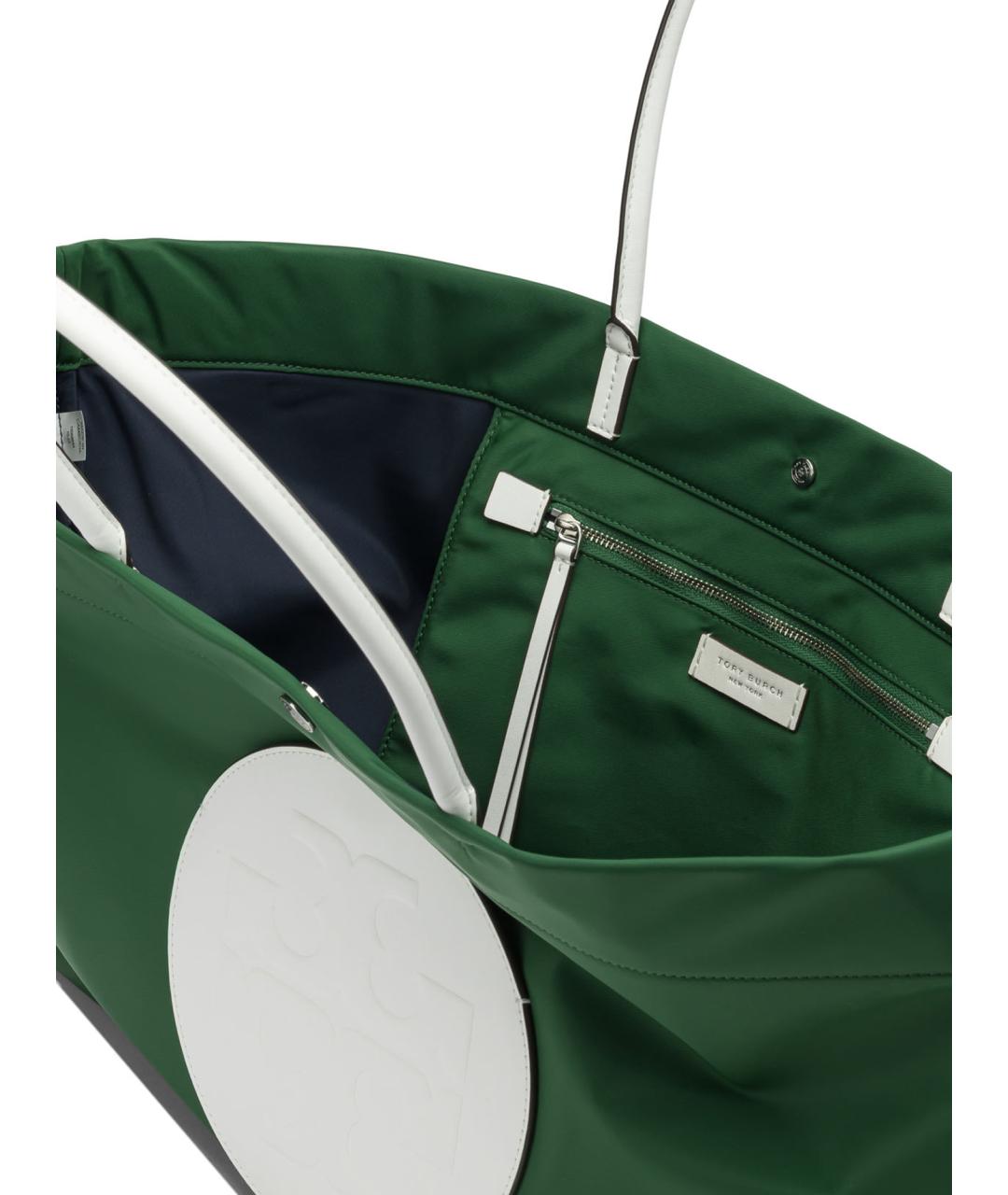 TORY BURCH Зеленая синтетическая сумка тоут, фото 5