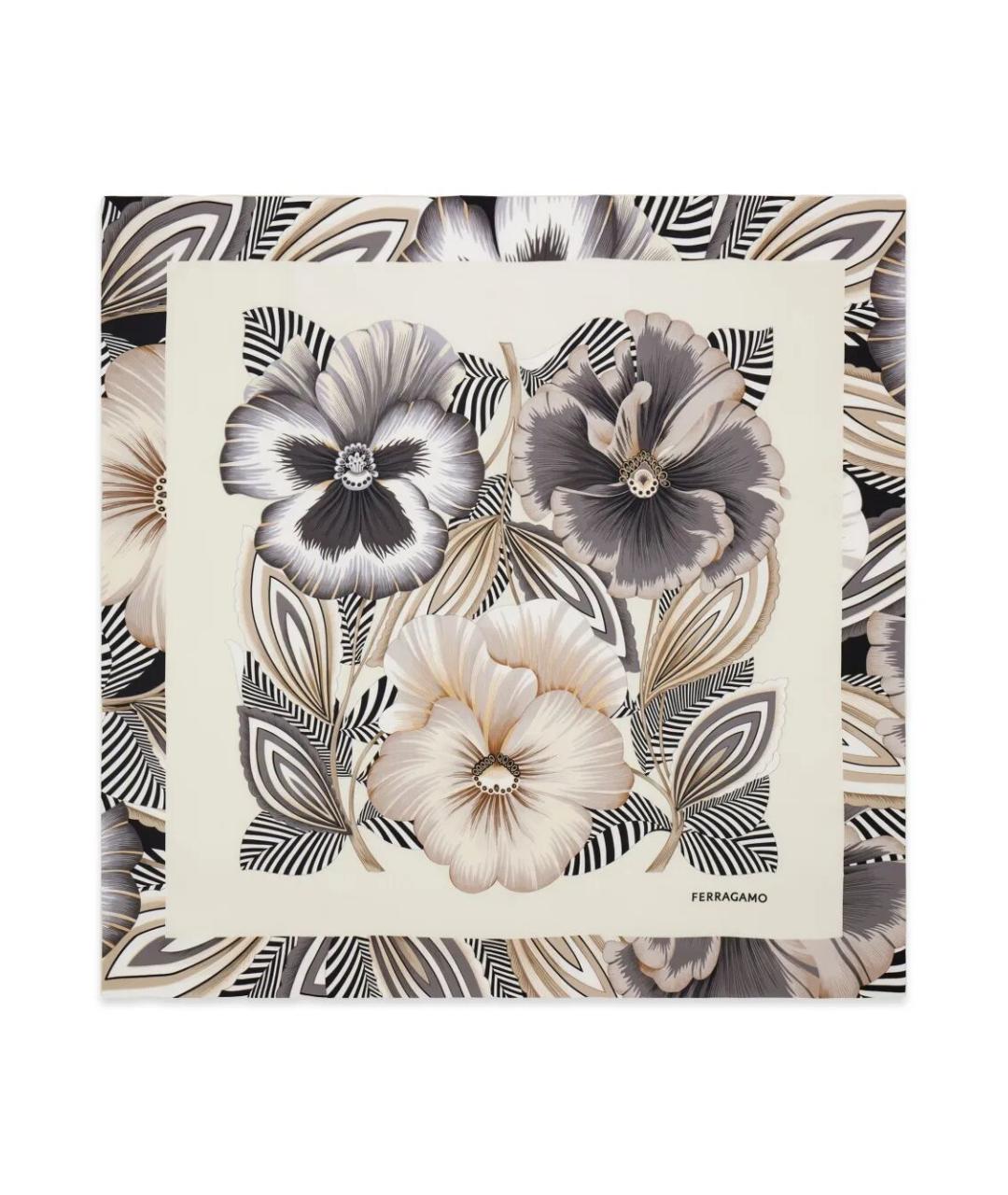 FERRAGAMO Бежевый шелковый платок, фото 1