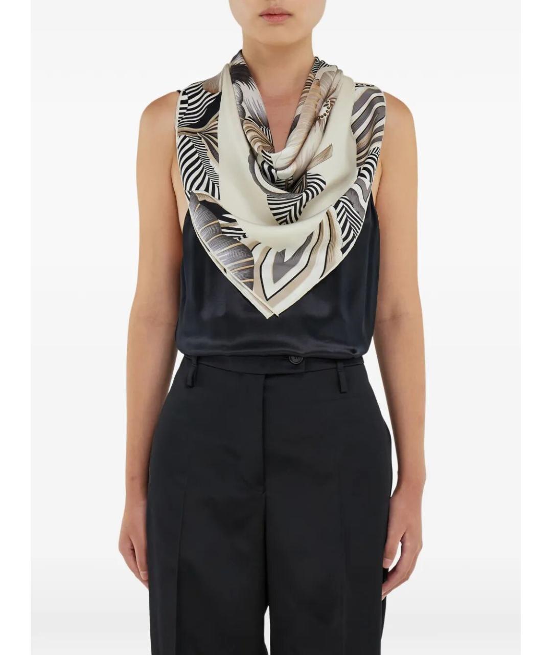 FERRAGAMO Бежевый шелковый платок, фото 2